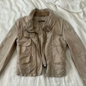Gorgeous Cream Genuine Lamb Leather Jacket